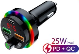 Resim Concord SFT-1 Bluetooth Görüşme ve Müzik RGB Fm Transmitter 25W QC 3.0 PD + 3.1A Çift USB Şarj 