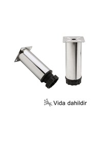 Resim 8 Adet Metal Ayarlanabilir 10 Cm Krom Destek Ayağı Mobilya Kanepe Baza Koltuk Dolap Sehpa Tv Ünitesi Ayağı 