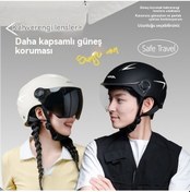 Resim Moly Erkek Kadın Kısa Vizör Güneşten Koruyan Açık Kaskı Beyaz Beyaz 