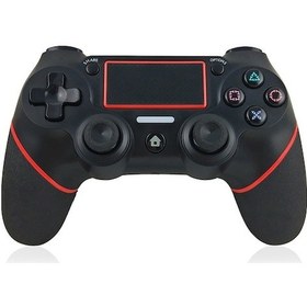 Resim Ps4 Kablosuz Bluetooth Oyun Kolu - Doku Paneli, Titreşim Ve 6 Eksen Hareket Algılama - Siyah-kırmızı 
