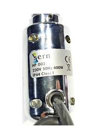 Resim Sern 400w Krom Renk On/off Hp03 Model Havlupan Isıtıcı Rezistans 230v L:370mm 110cm Ttr Fişli 1/2'' Yarım Parmak 