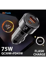 Resim Zhltools 75w 2 Portlu Usb Araç Şarj Cihazı Usb-c + Usb+a 