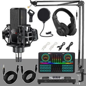 Resim Midex MX-2020 Effective Set Efektli Ses Kartı Mikrofon Kulaklık Stand Kayıt Canlı Yayın Seti (Pc ve Telefon) 
