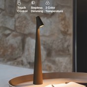 Resim Modern LED Masa Lambası - Dokunmatik Kontrol ile Şarj Edilebilir Pil ile Çalışan Masa Lambası, Mat Siyah Kaplama ve Ayarlanabilir Parlaklık ile Ev Ofisi, Oturma Odası, Yatak Odası Dekoru, Masa Lambası Şarj Edilebilir, Yatak Odası Aydınlatması, Şık Tasarım, Dayanıklı Plastik 