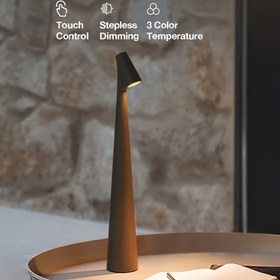 Resim Modern LED Masa Lambası - Dokunmatik Kontrol ile Şarj Edilebilir Pil ile Çalışan Masa Lambası, Mat Siyah Kaplama ve Ayarlanabilir Parlaklık ile Ev Ofisi, Oturma Odası, Yatak Odası Dekoru, Masa Lambası Şarj Edilebilir, Yatak Odası Aydınlatması, Şık Tasarım, Dayanıklı Plastik 