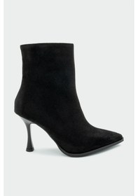 Resim Apex Siyah Süet Kadın Sivri Burun Fermuarlı Kadın Bot Siyah 