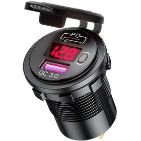 Resim Geeksen Araba Şarj Adaptörü Pd Ve Usb Çift Portlu Hızlı Şarj Cihazı Voltaj Göstergeli 12-24v Araba Kamyon Su 