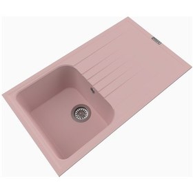 Resim Polex Cristalüx Granit Evye P-02 Pembe Tezgah Altı Ve Tezgah Üstü Mutfak Evyesi 85x49.5 CM 