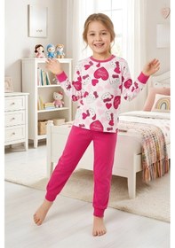 Resim Modanino Kız ÇocukPamuk Pijama Takımı 4-11 Yaş 12628 Fuşya 