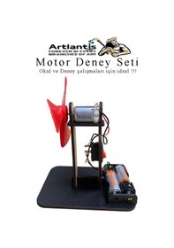Resim Pervane Motor Deney Seti 1 Paket Dc Motor Anahtar Pil Yatağı Pervane Pil İletken Kablo Okul Deney Seti 
