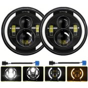 Resim Tongdashop Jeep 17.78 Cm 60w Led Far Yüksek Düşük Işın Amber Beyaz Drl Halo Fener 2 Adet 