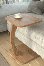 Resim Limnizza C Ayaklı Modern Yan Sehpa Koltuk Yanı Laptop Kahve Kitap Şehpası Servis Sehpası Kare Çam 