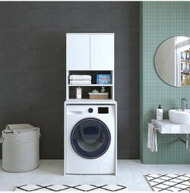 Resim Banos Banyo Roomart CD11 Çamaşır Makinesi Dolabı 3 Raflı 2 Kapakl 