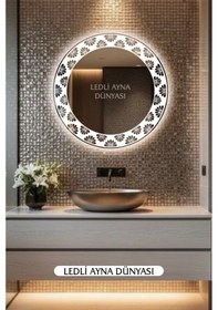 Resim 80 Cm Beyaz Minimal Dairesel Banyo / Lavabo Aynası Işık Koridor Led Diğer 