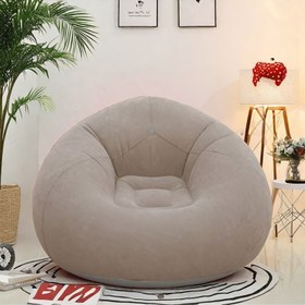 Resim Modern Bej Şişme Fasulye Çanta Koltuk PVC Perdelerle - Başlık ve Kolçaklarla Rahat Dış Mekan ve İç Mekan Oturma, Dolgu Malzemesi Dahil Değildir, Oturma Odası veya Veranda için Mükemmel, Oturma Odası Aksesuarı | Modern Fasulye Çantası | Çağdaş Tarz, Şişme Kanepe 