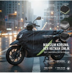 Resim Prorider Honda Dio & Spacy Uyumlu Scooter Diz Örtüsü Su Ve Rüzgar Geçirmez, Termal İç Astarlı Siyah 