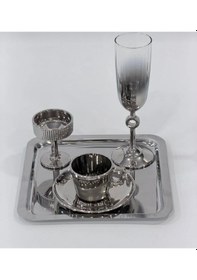 Resim Paşabahçe Amore Gümüş 2'li Kahve Yanı Su Bardağı-2'li Gümüş Lüks Kahve Yanı Su Bardağı Seti 