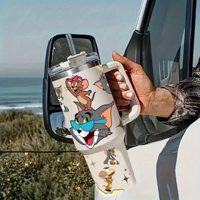 Resim 2 Parça Set, WB Tom ve Jerry UV DTF Transfer Kağıdı - 40oz Termoslar, Telefon Kılıfları ve Laptoplar İçin, Canlı PVC Tasarımlı Yüksek Kaliteli Su Geçirmez Dekoratif Transferler - Mükemmel Tatil & Parti Hediyesi 