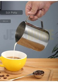 Resim Süt Potu Paslanmaz Süt Köpürtme Sürahisi Çelik Pitcher 350 Ml 