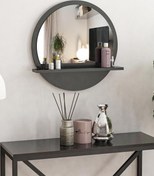 Resim Resmo Sidney Antrasit Raflı Ayna - Dresuar Hol Koridor Salon Banyo Wc Ofis Çocuk Yatak Odası Boy 