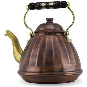 Resim Tekli Dilimli Oksitli Ihlamur Bakır Çaydanlık 3 Lt Bakır 