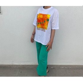Resim Marıons Kız Çocuk Pamuklu Rahat Kesim Manzara Baskılı Tshirt-12926 Beyaz 