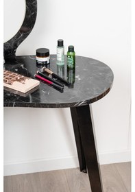 Resim Eva Makyaj Masası Aynalı Makyaj Masası Siyah Şifonyer Siyah 