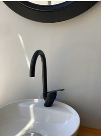 Resim Mat Siyah Mix Mutfak Lavabo Evye Bataryası Aç Kapa Musluk Batarya Musluğu Siyah 