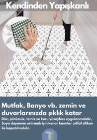 Resim Technojet Kendinden Yapışkanlı Karo PVC Mutfak Banyo Tezgah Kaplama Sticker 6Adet 20cm×20cm 