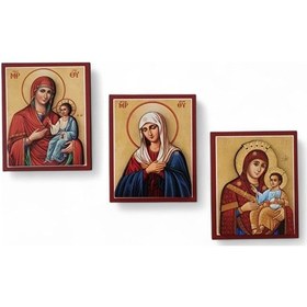 Resim Meryem Ana Kabartmalı Magnet 3'lü No:5 Karışık Renkli 