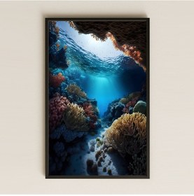 Resim Mercan Mağarası Ve Işık Hüzmeli Su Altı Temalı Pleksi Tablo 