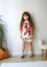 Resim Kız Çocuk Somon Minnie Mouse Takım 