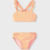 Resim Name İt Sarı Kız Bebek Bisiklet Yaka Kolsuz Lastikli Çizgili Bikini Takım 13213774 