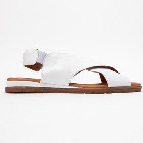 Resim LuviShoes 706 Hakiki Deri Beyaz Cilt Kadın Sandalet 