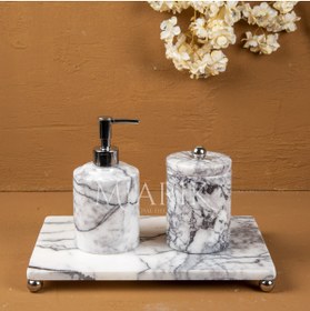 Resim MIARIK DESIGN & DEKORASYON DEKORATİF LEYLAK MERMER AKSESUAR DETAYLI 3 LU BANYO SETİ TAKIMI 