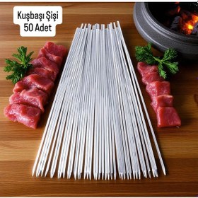 Resim 50 Adet Galvaniz Kuşbaşı Şişiet Mangal Yassı Şiş,barbekü Şişi 