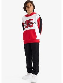 Resim Defacto Erkek Çocuk 2li Takım Kapüşonlu Baskılı Sweatshirt Eşofman Altı F2505a825aurd79 Kırmızı 