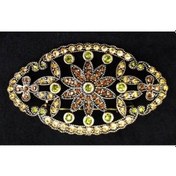 Resim Badem Swarovski Taşlı Elmas Montür Yaka İğnesi Broş Altın 