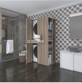 Resim Kenzlife Çamaşır-Kurutma Makinesi Dolabı Ahi Evran Sağ Crd 187 090 60 Çekmeceli Banyo Çok Renkli 