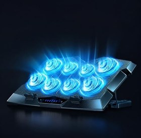 Resim TechTic Z33 Laptop Soğutucu Standı 8 Fanlı Turbo 3000RPM Sessiz RGB Soğutucu 17İnç Ayarlanabilir 
