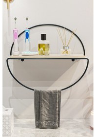 Resim Raf Duvar Rafı Dekoratif Raf Mutfak Banyo Rafı Mat Siyah Elips Raf Kitaplık 