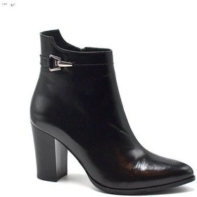 Resim Venüs 2355801k Topuklu Klasik Sivri Burun Deri Kadın Bot Siyah Rugan 