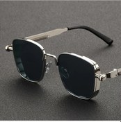 Resim Oldfriend Vintage Retro Kare Metal Gözlük Altın Çerçeve Kahverengi Cam Dayanıklı Açık Füme 