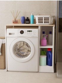 Resim %100 Mdf Çamaşır Ve Kurutma Makinesi Dolabı, Kapaklı 2 Raflı Çamaşır Makinesi Düzenleyicisi Sonoma-beyaz Sonoma - Beyaz 