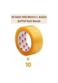Resim 10 Adet 100 Metre Hotmelt Koli Bandı 1. Kalite Şeffaf Renkli, Güçlü Yapışkan, Kağıda Yapışır 10 