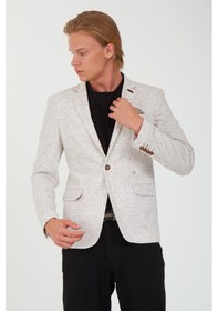 Resim Sposo 5106 Dar Kalıp Yarım Astarlı Bej Erkek Blazer Ceket Bej 