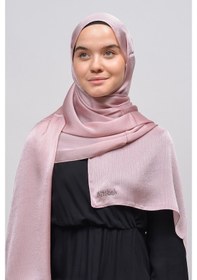 Resim Altobeh Janjan Şık Parlak Saten Dokulu Kadın Tesettür Abiye Şifon Şal - Koyu Pembe 