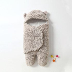 Resim Yumozo Bebek Dış Kundak Uyku Tulumu Welsoft Peluş Battaniye Gri 