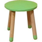 Resim Wood & Joy Doğal Ahşap Renkli Çocuk Tabure (Yeşil) 