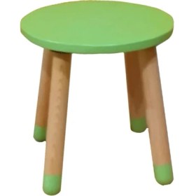 Resim Wood & Joy Doğal Ahşap Renkli Çocuk Tabure (Yeşil) 